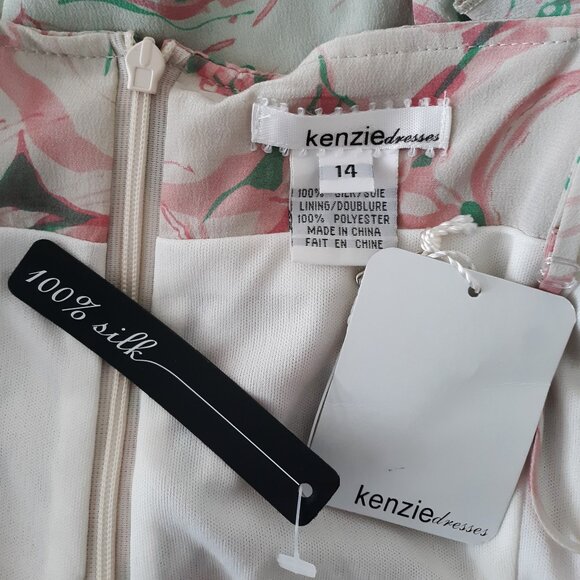 Kenzie Y2K Vintage All Silk Floral Lace Strappy Babydoll Dress Tiered Ruffles 14 - Picture 9 of 10